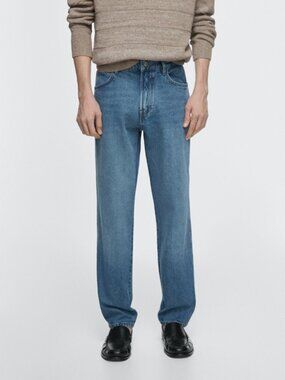 NWT Massimo Dutti Tapered Fit Denim Jeans Blue Size 38